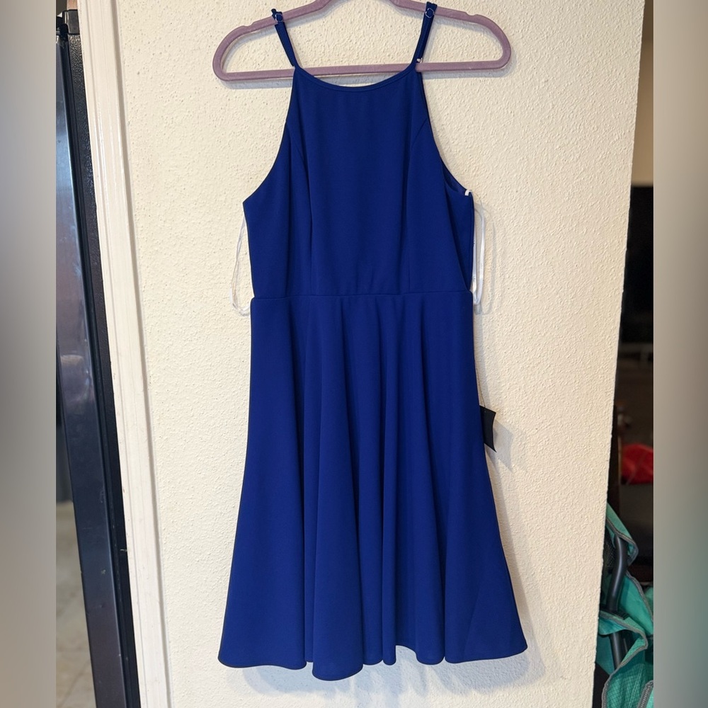 Lulu's Blue Halter A-Line Cocktail Dress